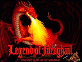 Title screen of Legend of Faerghail on the Commodore Amiga.