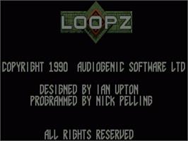 Title screen of Loopz on the Commodore Amiga.