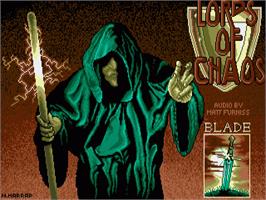 Title screen of Lords of Chaos on the Commodore Amiga.