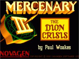 Title screen of Mercenary 3 - The Dion Crisis on the Commodore Amiga.