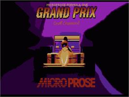 Title screen of Microprose Formula One Grand Prix on the Commodore Amiga.