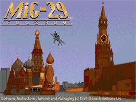 Title screen of Mig-29 Fulcrum on the Commodore Amiga.