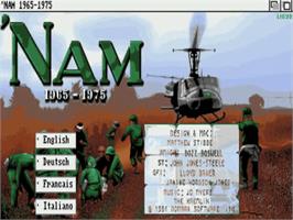 Title screen of Nam 1965-1975 on the Commodore Amiga.