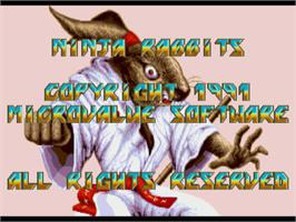Title screen of Ninja Rabbits on the Commodore Amiga.