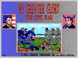 Title screen of No Greater Glory - The American Civil War on the Commodore Amiga.