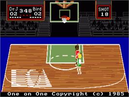 Title screen of One-on-One on the Commodore Amiga.