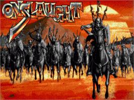 Title screen of Onslaught on the Commodore Amiga.
