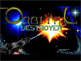 Title screen of Orbital Destroyer on the Commodore Amiga.