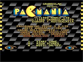 Title screen of Pac-mania on the Commodore Amiga.