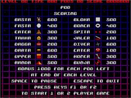 Title screen of Pod on the Commodore Amiga.