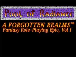 Title screen of Pool of Radiance on the Commodore Amiga.