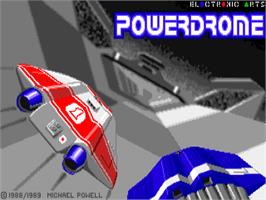 Title screen of Powerdrome on the Commodore Amiga.