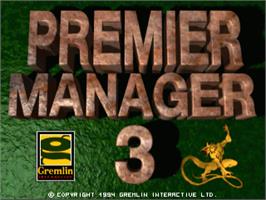 Title screen of Premier Manager 3 De-Luxe on the Commodore Amiga.