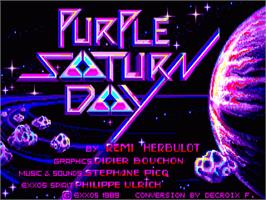 Title screen of Purple Saturn Day on the Commodore Amiga.