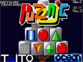 Title screen of Puzznic on the Commodore Amiga.