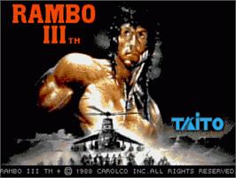 Title screen of Rambo 3 on the Commodore Amiga.