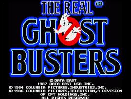 Title screen of Real Ghostbusters, The on the Commodore Amiga.