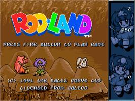 Title screen of Rodland on the Commodore Amiga.