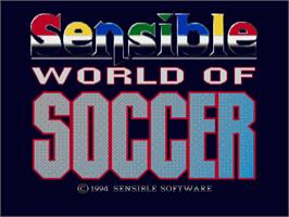 Title screen of Sensible World Of Soccer on the Commodore Amiga.