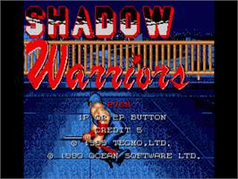Title screen of Shadow Warriors on the Commodore Amiga.
