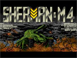 Title screen of Sherman M4 on the Commodore Amiga.