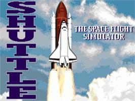Title screen of Shuttle - The Space Flight Simulator on the Commodore Amiga.