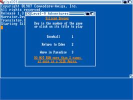Title screen of Silicon Dreams on the Commodore Amiga.