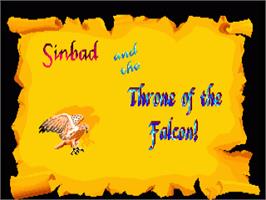 Title screen of Sinbad and the Throne of the Falcon on the Commodore Amiga.