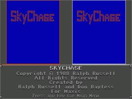 Title screen of Sky Chase on the Commodore Amiga.