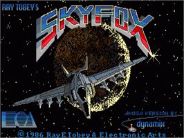 Title screen of Skyfox on the Commodore Amiga.