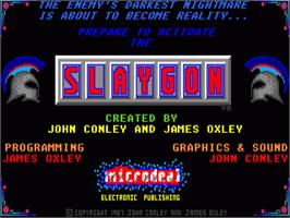 Title screen of Slaygon on the Commodore Amiga.