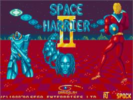 Title screen of Space Harrier 2 on the Commodore Amiga.