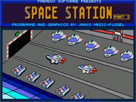 Title screen of Space Station on the Commodore Amiga.