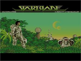 Title screen of Starblade on the Commodore Amiga.