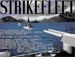 Title screen of Strike Fleet on the Commodore Amiga.