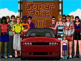 Title screen of Super Cars 2 on the Commodore Amiga.