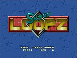 Title screen of Super Loopz on the Commodore Amiga.