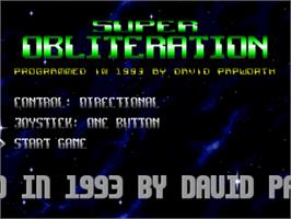 Title screen of Super Obliteration on the Commodore Amiga.