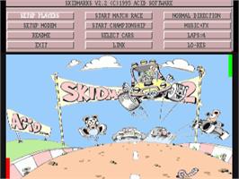 Title screen of Super Skidmarks on the Commodore Amiga.