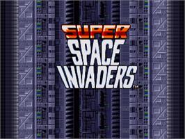 Title screen of Super Space Invaders on the Commodore Amiga.