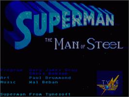 Title screen of Superman - The Man Of Steel on the Commodore Amiga.