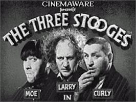 Title screen of Three Stooges, The on the Commodore Amiga.