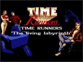 Title screen of Time Runners 17 - The Living Labyrinth on the Commodore Amiga.
