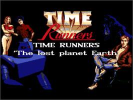 Title screen of Time Runners 25 - The Lost Planet Earth on the Commodore Amiga.