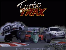 Title screen of Turbo Trax (Arcane) on the Commodore Amiga.