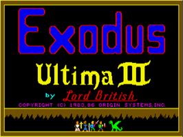 Title screen of Ultima III: Exodus on the Commodore Amiga.