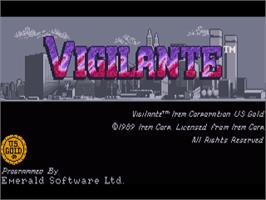 Title screen of Vigilante on the Commodore Amiga.