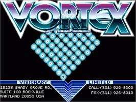 Title screen of Vortex on the Commodore Amiga.