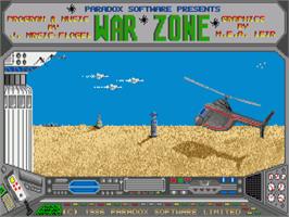 Title screen of War Zone (paradox) on the Commodore Amiga.