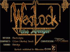 Title screen of Warlock - The Avenger on the Commodore Amiga.